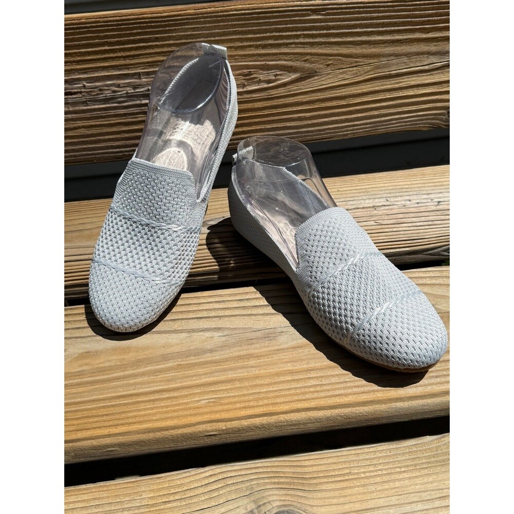 NEW Women's Gray Knit Mesh Slip On Flats Round Toe Casual Soft Shoes EU 37 6.5